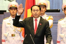 Chủ tịch nước Cộng hòa Xã hội Chủ nghĩa Việt Nam Trần Đại Quang tuyên thệ nhậm chức. (Ảnh: Thống Nhất/TTXVN)