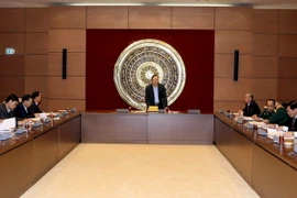 Phiên họp Tiểu ban an ninh, trật tự, an toàn xã hội của Hội đồng bầu cử Quốc gia ngày 29/2. (Ảnh: Phạm Kiên/TTXVN)