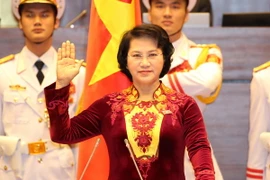 Tân Chủ tịch Quốc hội, Chủ tịch Hội đồng Bầu cử quốc gia Nguyễn Thị Kim Ngân phát biểu sau Lễ tuyên thệ nhậm chức. (Ảnh: Thống Nhất/TTXVN)