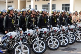 Cảnh sát cơ động TP. Hồ Chí Minh ra quân phòng, chống tội phạm. (Ảnh: An Hiếu/TTXVN)