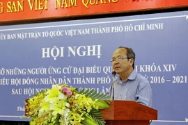 Ông Nguyễn Hoàng Năng, Chủ tịch Ủy ban MTTQ Việt Nam Thành phố Hồ Chí Minh phát biểu tại hội nghị. (Ảnh: Thế Anh/TTXVN)