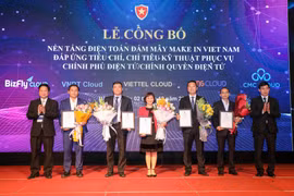 5 doanh nghiệp sở hữu nền tảng điện toán đám mây đủ tiêu chuẩn phục vụ Chính phủ điện tử. (Ảnh: Minh Sơn/Vietnam+)