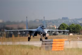 Máy bay quân sự của Nga tại căn cứ không quân Hmeimim ở tỉnh Latakia, Syria ngày 26/9/2019. (Ảnh: AFP/TTXVN)