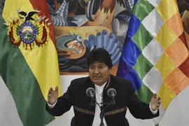 Tổng thống Bolivia Evo Morales phát biểu trong cuộc họp báo tại La Paz ngày 23/10/2019. (Ảnh: AFP/TTXVN)