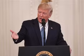 Tổng thống Mỹ Donald Trump phát biểu tại Washington D.C, Mỹ. (Ảnh: AFP/TTXVN)