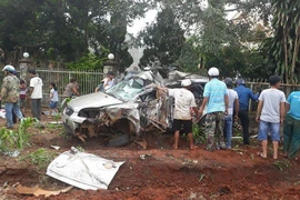 Hiện trường vụ tai nạn. (Ảnh: TTXVN phát)