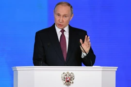 Tổng thống Nga Vladimir Putin phát biểu tại một sự kiện ở thủ đô Moskva. (Nguồn: AFP/TTXVN)