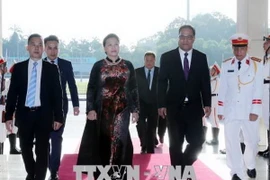 Lễ đón Chủ tịch Quốc hội Liên bang Micronesia Wesley W. Simina. Ảnh: Trọng Đức - TTXVN