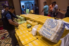 Số ma túy mà Cảnh sát Thái Lan thu giữ trị giá 45 triệu USD. (Nguồn: AFP/TTXVN)