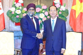 Chủ tịch nước Trần Đại Quang tiếp Ngài Harjit Singh Sajjan, Bộ trưởng Quốc phòng Canada nhân chuyến thăm chính thức Việt Nam. (Ảnh: Nhan Sáng/TTXVN)