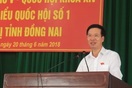 Ủy viên Bộ Chính trị, Bí thư Trung ương Đảng, Trưởng Ban Tuyên giáo Trung ương Võ Văn Thưởng phát biểu. (Ảnh: Công Phong/TTXVN)