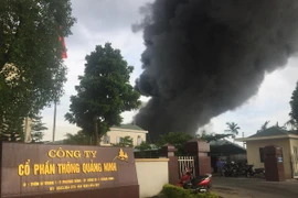 Hiện trường vụ cháy ở Công ty Cổ Phần Thông Quảng Ninh. (Ảnh: Trung Nguyên/TTXVN)