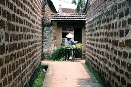 Ngõ nhỏ trong làng cổ Đường Lâm. (Ảnh: Anh Tuấn/TTXVN)