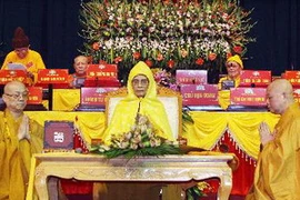 Hòa thượng Thích Phổ Tuệ được suy tôn Pháp chủ Giáo hội Phật giáo Việt Nam. (Ảnh: Nguyễn Dân/TTXVN)