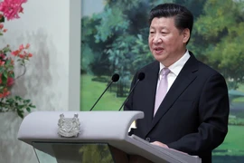 Chủ tịch Trung Quốc Tập Cận Bình phát biểu tại trường Đại học Quốc gia Singapore. (Nguồn: AFP/TTXVN)
