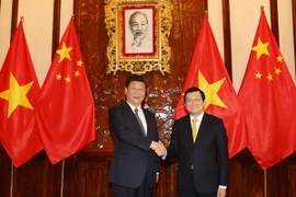 Chủ tịch nước Trương Tấn Sang hội đàm với Tổng Bí thư, Chủ tịch nước Trung Quốc Tập Cận Bình. (Ảnh: Nguyễn Khang/TTXVN)