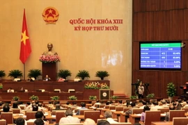 Quốc hội biểu quyết thông qua Luật khí tượng, thủy văn. (Ảnh: Doãn Tấn/TTXVN)