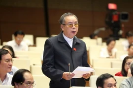 Linh mục Lê Ngọc Hoàn, Đại biểu Quốc hội tỉnh Nam Định phát biểu ý kiến. (Ảnh: Phương Hoa/TTXVN)