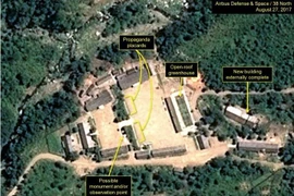 Hình ảnh từ vệ tinh thương mại cho thấy hoạt động khôi phục hầm số 3 của bãi thử hạt nhân Punggye-ri của Triều Tiên tháng 5/2022. (Ảnh: 38 North/TTXVN)