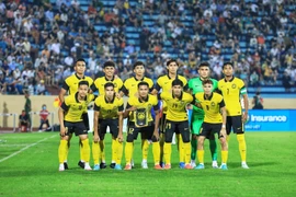 Đội hình của U23 Malaysia. (Ảnh: Tuấn Anh/TTXVN)