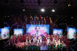 Tiết mục biểu diễn nghệ thuật trong chương trình. (Ảnh: Thống Nhất/TTXVN)