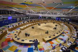 Toàn cảnh Hội nghị Thượng đỉnh bất thường EU về chiến dịch quân sự của Nga ở miền Đông Ukraine, tại Brussels, Bỉ ngày 24/2/2022. (Ảnh: AFP/TTXVN)