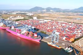Tàu vào bốc dỡ hàng hóa tại Cảng Cái Mép-Thị Vải, tỉnh Bà Rịa-Vũng Tàu. (Ảnh: Hoàng Nhị/TTXVN)