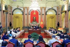 Chủ tịch nước Nguyễn Xuân Phúc phát biểu. (Ảnh: Thống Nhất/TTXVN)