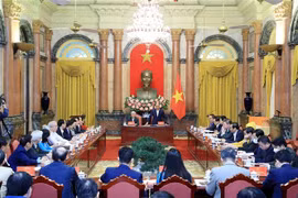 Chủ tịch nước Nguyễn Xuân Phúc phát biểu. (Ảnh: Thống Nhất/TTXVN)