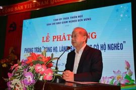 Phó Bí thư Thường trực Tỉnh ủy Thừa Thiên - Huế Phan Ngọc Thọ phát biểu tại buổi lễ. (Ảnh: Mai Trang/TTXVN)