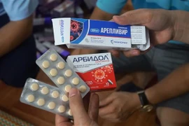 Một số loại thuốc điều trị COVID-19 không rõ xuất xứ bị lực lượng chức năng Hà Nội thu giữ. (Ảnh: TTXVN phát)