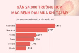 [Infographics] Mỹ ghi nhận gần 24.000 trường hợp mắc bệnh đậu mùa khỉ 