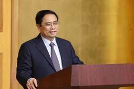 Thủ tướng Phạm Minh Chính phát biểu tại buổi làm việc. (Ảnh: Dương Giang/TTXVN)
