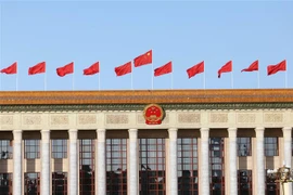 Quang cảnh bên ngoài Đại lễ đường Nhân dân ở thủ đô Bắc Kinh, nơi diễn ra Đại hội Đại biểu toàn quốc lần thứ XX Đảng Cộng sản Trung Quốc, ngày 16/10/2022. (Ảnh: THX/TTXVN)