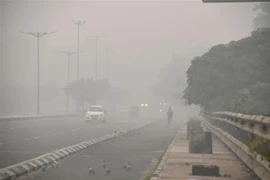 Khói mù ô nhiễm bao phủ bầu trời New Delhi, Ấn Độ, ngày 5/11/2021. (Ảnh: Kyodo/TTXVN)