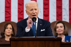 Tổng thống Joe Biden đọc Thông điệp liên bang Mỹ 2022 tại Washington, DC, ngày 1/3/2022. (Ảnh: AFP/TTXVN)