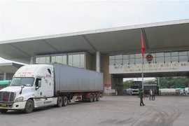 Xe hàng xuất khẩu của Việt Nam sang Trung Quốc qua cửa khẩu Lào Cai. (Ảnh: Hồng Ninh/TTXVN)