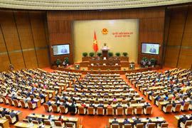 Sáng 23/5, kỳ họp thứ ba, Quốc hội khóa XV khai mạc trọng thể tại Hội trường Diên Hồng, Nhà Quốc hội, Thủ đô Hà Nội. (Ảnh: Văn Điệp/TTXVN)