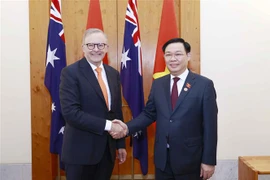 Chủ tịch Quốc hội Vương Đình Huệ hội kiến Thủ tướng Australia Anthony Albanese. (Ảnh: Doãn Tấn/TTXVN)