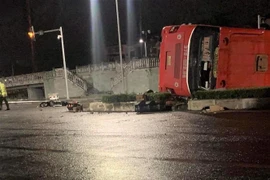 Hiện trường vụ tai nạn. (Ảnh: TTXVN phát)