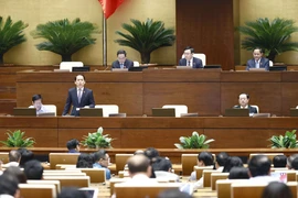 Chủ nhiệm Ủy ban Pháp luật của Quốc hội Hoàng Thanh Tùng giải trình, làm rõ một số vấn đề đại biểu Quốc hội nêu. (Ảnh: Doãn Tấn/TTXVN)