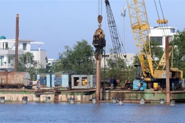 Cảng hành khách Rạch Giá (Kiên Giang) đang đẩy nhanh thi công. (Ảnh: Lê Huy Hải/TTXVN)