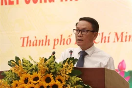 Ông Nguyễn Đức Lợi, Phó Chủ tịch Thường trực Hội Nhà báo Việt Nam phát biểu. (Ảnh: Thu Hương/TTXVN)