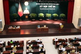 Kỳ họp thứ 3 Hội đồng nhân dân Thành phố Hồ Chí Minh, nhiệm kỳ 2021-2026, ngày 18/10/2021. (Ảnh: TTXVN phát) 