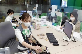 Khách hàng giao dịch tại VPBank chi nhánh Trần Hưng Đạo, Hà Nội. (Ảnh: Trần Việt/TTXVN)