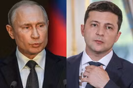Tổng thống Nga Vladimir Putin và người đồng cấp Ukraine Volodymyr Zelensky. (Nguồn: Getty) 