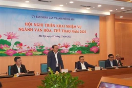 Bộ trưởng Bộ Văn hóa, Thể thao và Du lịch Nguyễn Văn Hùng phát biểu tại Hội nghị. (Ảnh: TTXVN phát)