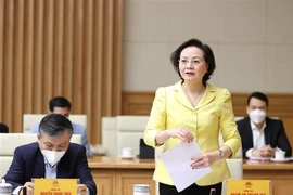 Bộ trưởng Bộ Nội vụ Phạm Thị Thanh Trà phát biểu tại Phiên họp thứ nhất Ban Chỉ đạo cải cách thủ tục hành chính của Chính phủ. (Ảnh: Dương Giang-TTXVN)