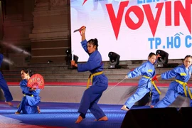 Các võ sinh bộ môn Vovinam tham gia đối luyện tại Liên hoan võ thuật Thành phố Hồ Chí Minh lần thứ nhất - năm 2022. (Ảnh: Thanh Vũ/TTXVN)