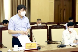 Phó Viện trưởng Viện Vệ sinh dịch tễ Trung ương Trần Như Dương phát biểu tại buổi làm việc. (Ảnh: Hoàng Hùng/TTXVN)